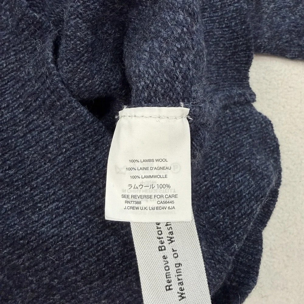 J.CREW Men's Blue Cardigan Sweater Large 100% Lambs Wool Shawl‎ Collar